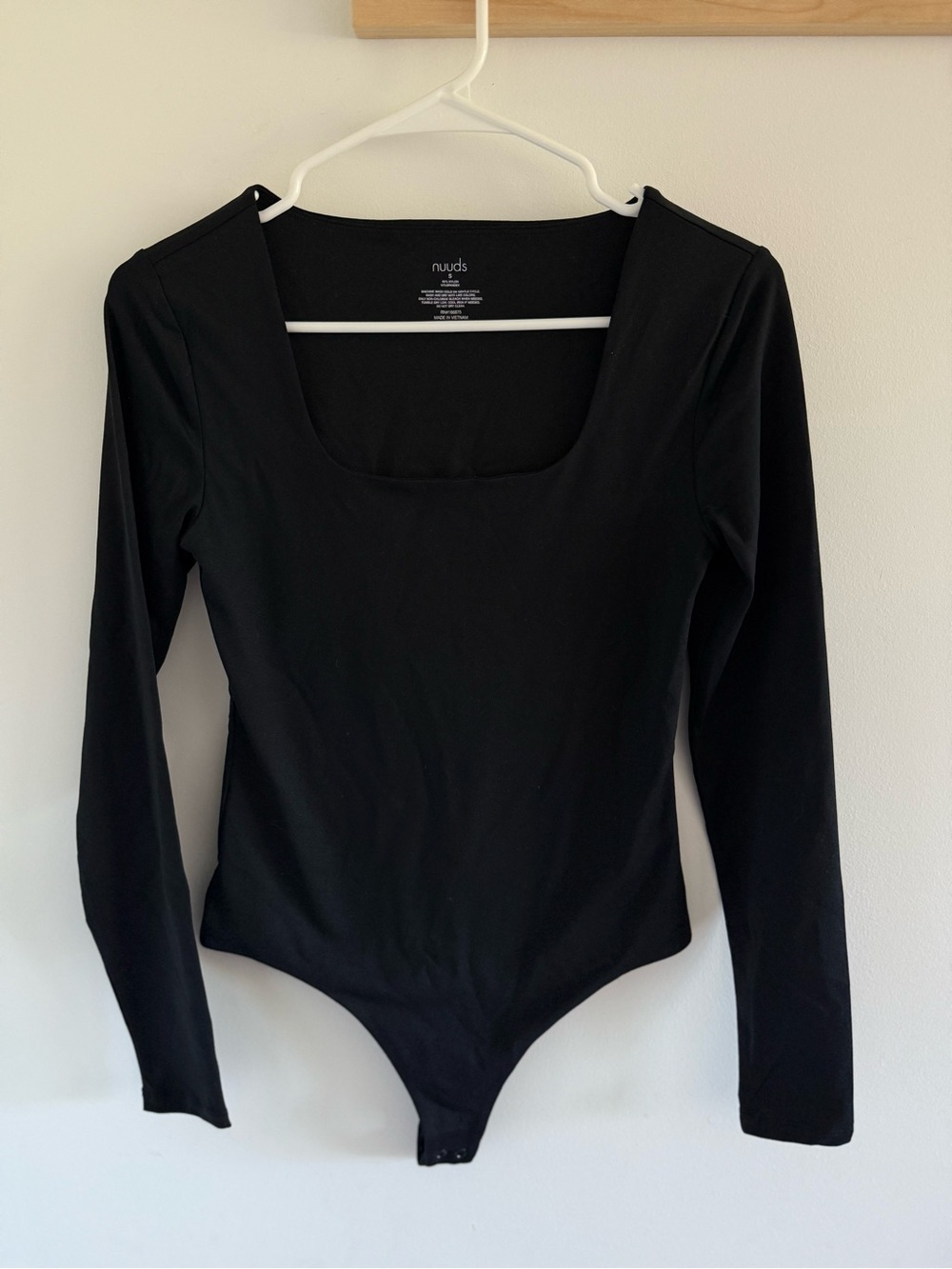 Nuuds Long Sleeve Square Neck Bodysuit Small Black